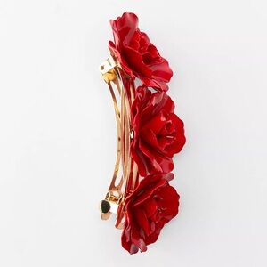 🌹Zara NWT Metallic Floral Hair Barrette Clip